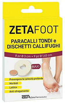 ZETA FARMACEUTICI SpA Zeta Foot Paracalli Tondi + Dischetti Callifughi 8 Pezzi 3cm + 9 Pezzi 1,45cm, Protezione Efficace per Callosità