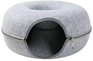 Uplift Essentials Donut Felt Cat Tunnel Bed & Cave grey s