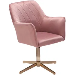 DREHSTUHL Samt mit Armlehnen Eisengestell 360° Funktion, Rosa 97x55x55 cm