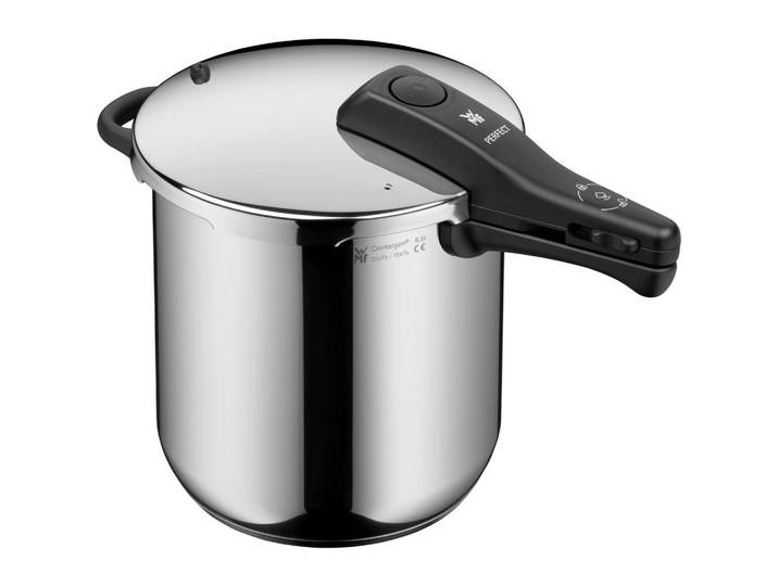 WMF Schnellkochtopf Perfect, Schwarz, Edelstahl, Metall, 8,5 L, abnehmbare Griffe, Kochen, Töpfe, Schnellkochtöpfe