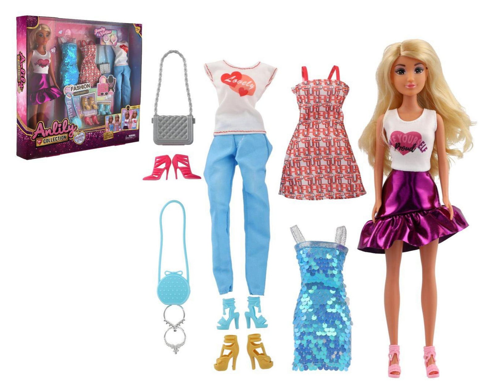 Panenka Anlily Teddies met kleding en accessoires, 28 cm