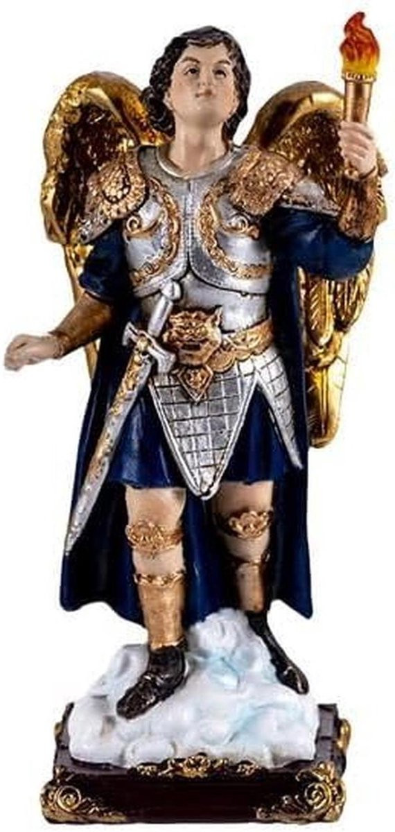 Engel Uriel Beeld - Handgeschilderd decoratief figuur - Multicolor - Hoogte: 13 cm