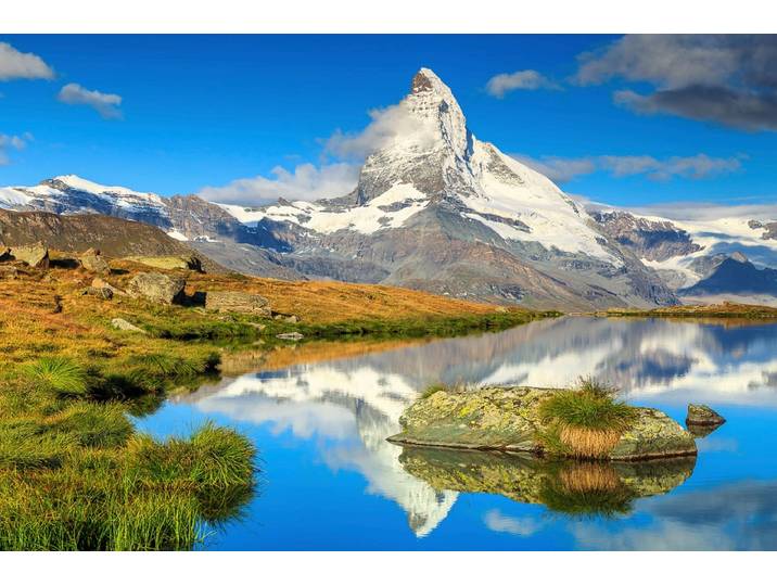 Fototapete PAPERMOON See am Berg , bunt, B:5m L:2,8m, Vlies, Tapeten, Fototapete