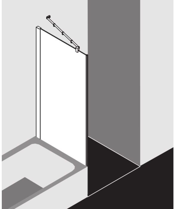 Kermi Pasa XP Seitenwand verkürzt neben Badewanne PXTVD100171AK 100x175cm, silber mattglanz, ESG klar