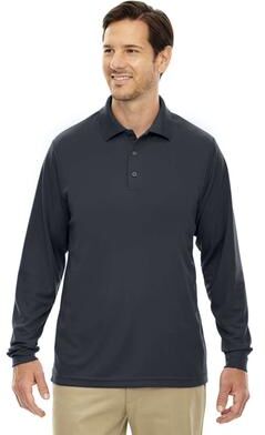 CORE365 88192T Men's Tall Pinnacle Performance Long Sleeve Piqué Polo Shirt in Carbon size 5XLT   Polyester