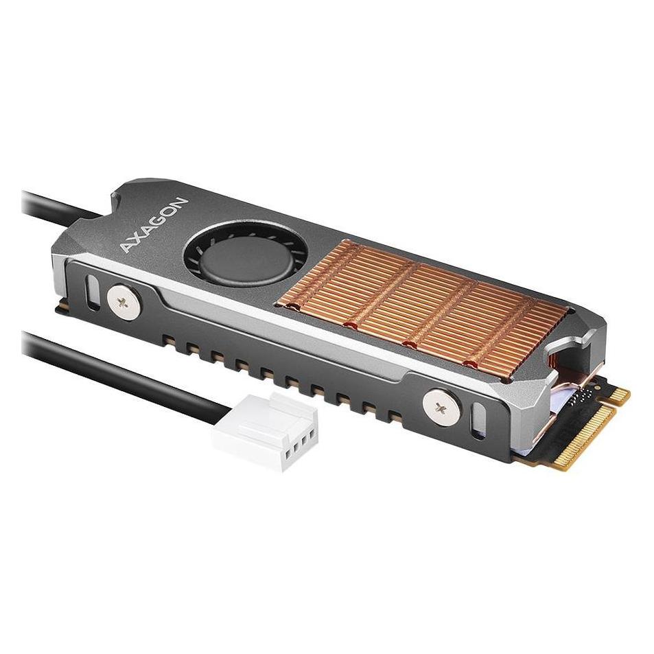 Axagon CLR-M2FAN computer cooling system Solid-state drive Heatsink/Radiatior Grey 1 pc(s) (CLR-M2FAN)
