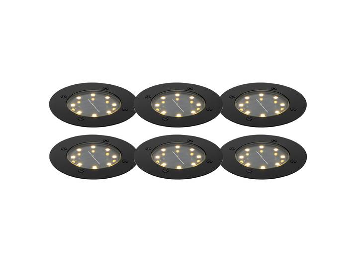 Lot de 6 spots de sol noirs avec LED solaires IP65 - Terry
