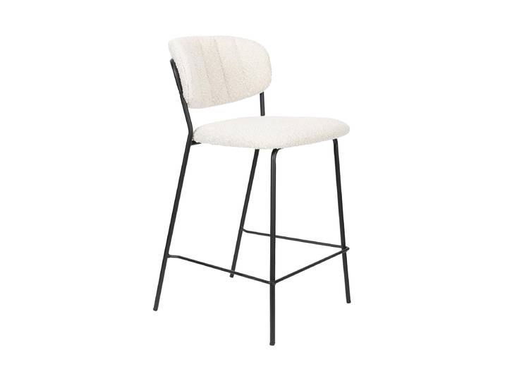 Hochwertiger Barstuhl „Jolien“ Schwarz / Weiss Bouclé White Label by Bloomingloft