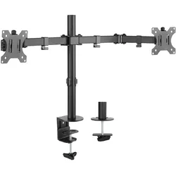 Manhattan Tischhalterung Monitorarm für zwei Displays 33 813 (Tisch, 32", 8 kg), Monitor Halterung, Schwarz