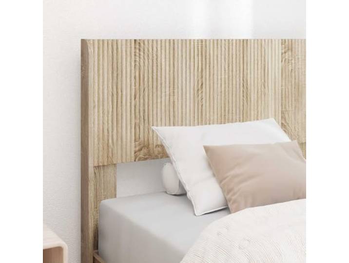 KTHLBRH Boxspringbett mit Kopfteil Eiche Sonoma Technisches Holz, Lattenrost, modernes Design, mit integrierten Ablagen