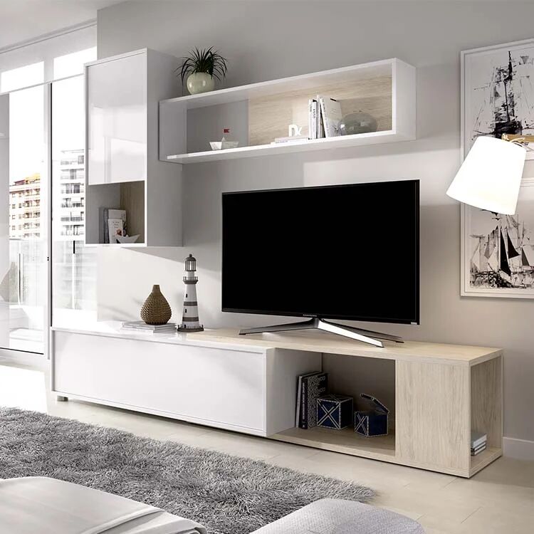 garneroarredamenti Parete attrezzata componibile 260x190h cm rovere bianco lucido Flip