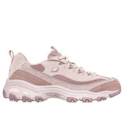 Keilsneaker SKECHERS "D'LITES-", Damen, Gr. 35, Textil, rosa (mauve), Leder, Lederimitat, Textil, Schuhe, Chunky Sneaker, Freizeitsneaker, Halbschuh mit Schnürung