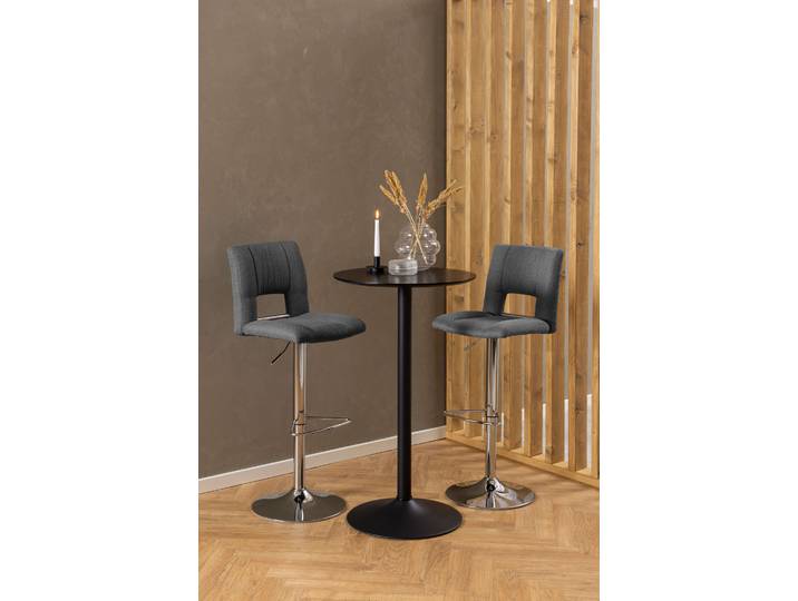 Barhocker ACTONA GROUP Sylvia Barstuhl, Höhenverstellbar, Chrom , grau (dunkelgrau), B:41,5cm H:115cm T:52cm, 100% Polyester, Hocker, Barhocker, Trompetenfuss, Gasfeder, drehbar, vertikale Nähte, 2er-Satz