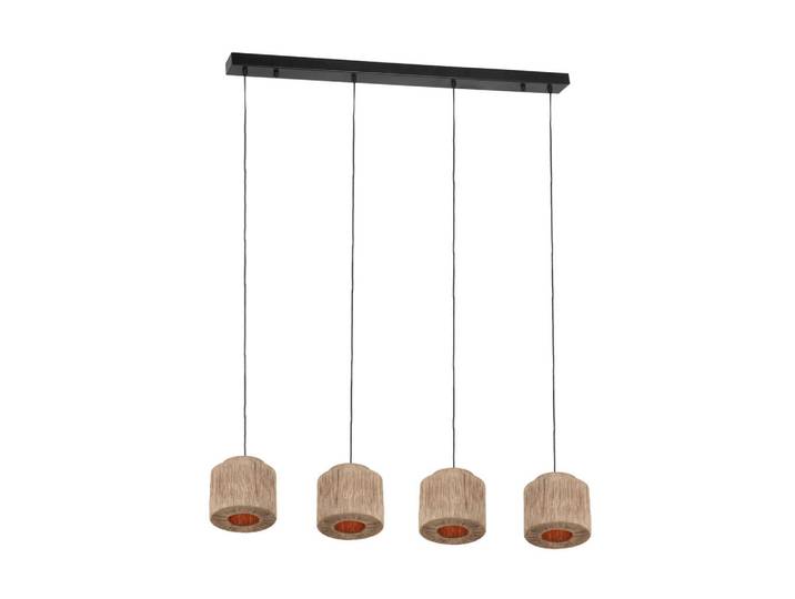 Trio Leuchten Pendelleuchte, Naturfarben, Schwarz, Metall, Textil, 20.5x150x121 cm, Lampen & Leuchten, Innenbeleuchtung, Hängelampen, Pendelleuchte
