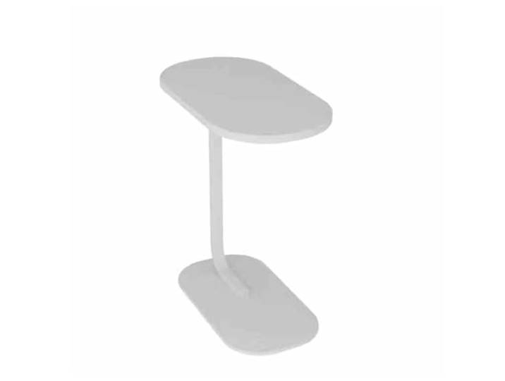 Sofa-Beistelltisch, C-förmiger Beistelltisch, Snack-Nachttisch, ovales Design mit abgerundeten Kanten zur Vermeidung von Kollisionen, verstärkte Basis(White,70X50cm)