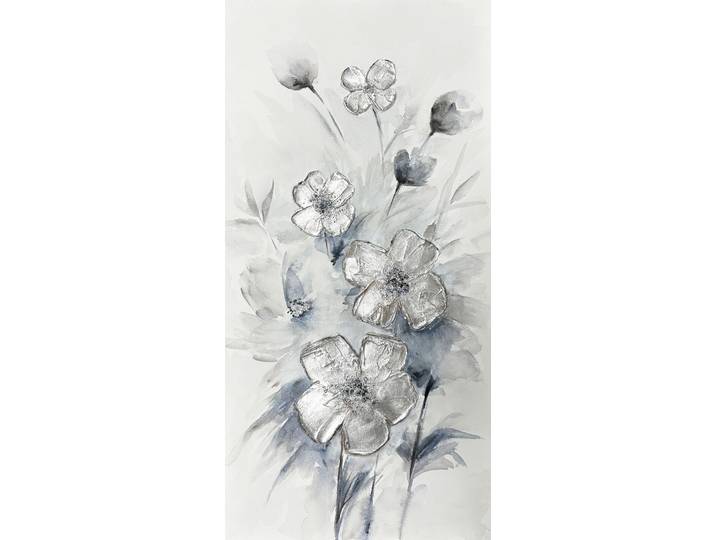 Ölgemälde BÖNNINGHOFF handarbeit BLUMEN 40x80 cm – Wandbild Kunst Deko modern , weiss (farbe bild(er): weiß, grau, silber), B:40cm H:80cm T:2cm, Acrylfarbe, Canvas, Holz, Bilder, Ölgemälde, handgefertigt, jedes Bild ein Unikat