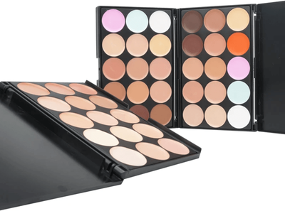 Inspire Essentials 15 Color Professional Concealer Palette Full Coverage Cream Contour 02 makeup Sponge
