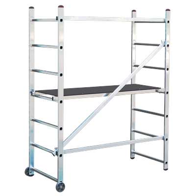 Fahrgerüst KRAUSE "CORDA", grau (aluminiumfarben), L:150cm, Aluminium, Gerüste, Arbeitshöhe: 3 m