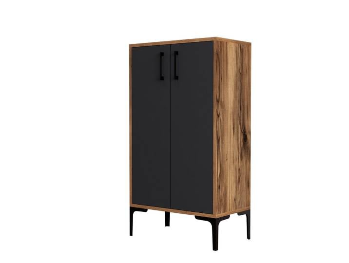 Meuble à chaussures en bois Prag - 60 x 35 x 111 cm - Gris anthracite
