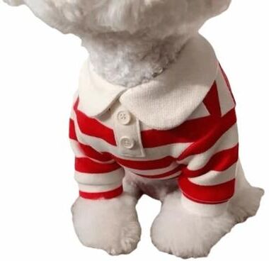 Uplift Picks Fashion Dog Striped Shirt Breathable Cooling Pet T Shirt With Collar Style Design red l