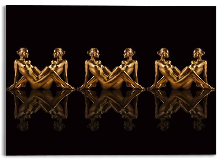 Glasbild REINDERS Glasbild Frauen in Gold Symmetrie - Caleidoscoop , schwarz (farbe bild(er): schwarz), B:70cm H:50cm, Acrylglas, Bilder, Glasbild