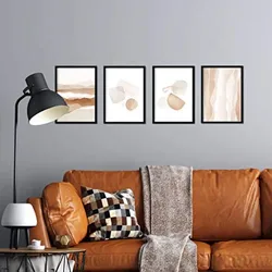 POSTER Set mit 4 Kunst Folien mit abstrakten Formen und Figuren A4 Rahmenlos