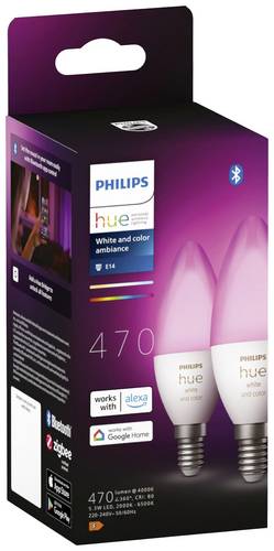 Philips Hue LED-Leuchtmittel (Erweiterung) 871951435671900 EEK: G (A - G) Hue White & Col. Amb. Doppelpack 2x470lm E14 5.3W