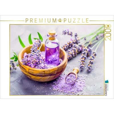 CALVENDO Puzzle Lavendelöl in Holzschale mit Blüten | 2000 Teile Lege-Größe 90x67cm Foto-Puzzle für glückliche Stunden