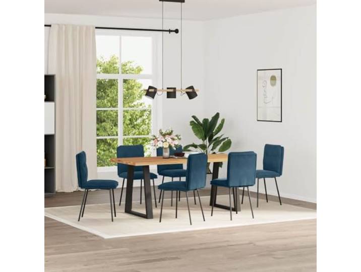 HMDNGOUT Esszimmerstühle 6 STK. Blau Samt Samtstoff,Metall und Holz,Schaumstoffpolsterung,Esszimmer,Wohnzimmer,Gästezimmer