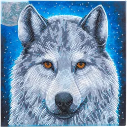Craft Buddy Wolf im Mondlicht, Bild 30x30cm Crystal Art