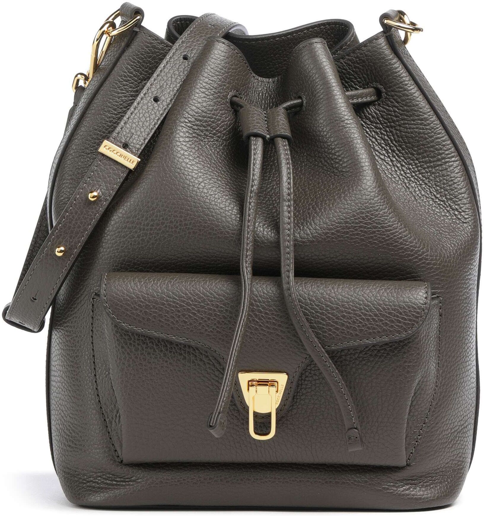 Coccinelle Beat Generation Bucket Handtasche aus Leder, oliv