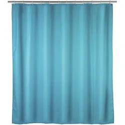 Wenko Anti-Schimmel Duschvorhang blau einfarbig Textil 180 cm x 200 cm blau, 180x200 cm