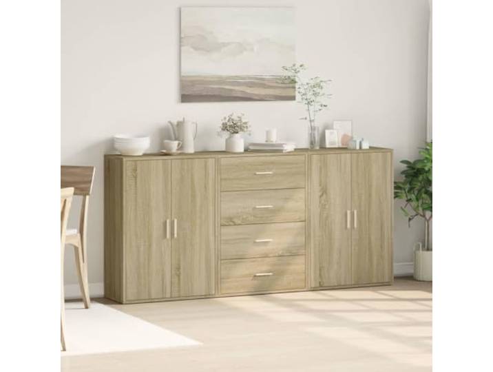 KTHLBRH Sideboards 3 Stück Eiche Sonoma 60 x 31 x 84 cm Mehrschichtholz Praktischer Stauraum, leicht zu reinigen, breite Anwendung, maximale Belastung 90 kg