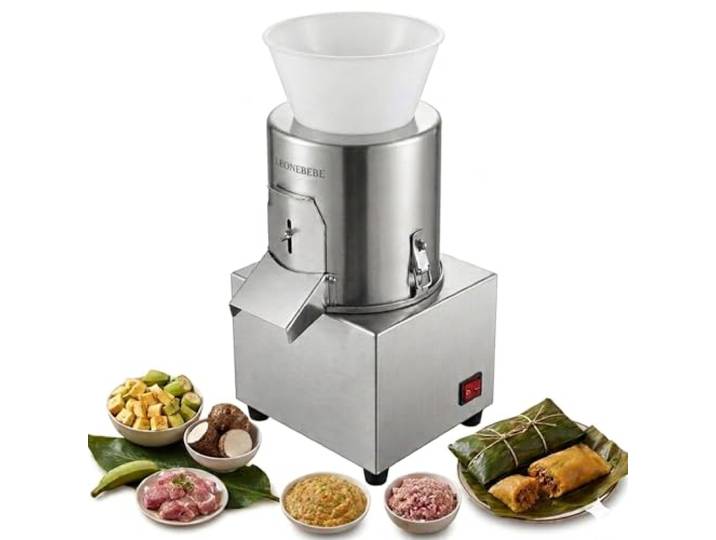 LEONEBEBE Gemüseschneider 400W, 60 kg/h, Edelstahl, 220V 400W Motor · 40–60 kg/h · Einstellbare Zerkleinerung · Edelstahlgehäuse