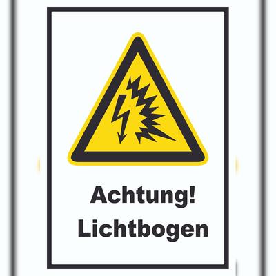 HB-Druck Achtung Lichtbogen A2 Rückseite selbstklebend Schild