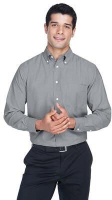 Harriton M600 Men's Oxford Shirt in Grey size 5XL   Cotton/Polyester Blend