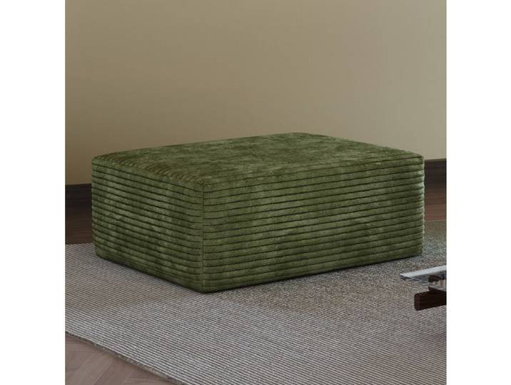 Repose-pied Pouf Ottoman Rectangulaire 1 Place Sans Montage - MEUNIQ - Velours Côtelé Tissu Vert 70 × 95 × 40 cm