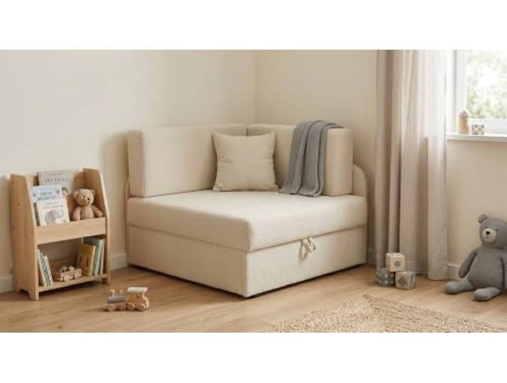 Family Meble Kinder-Schlafsofa Denis Hunter mit Bettkasten, ausziehbar – Variante Rosa