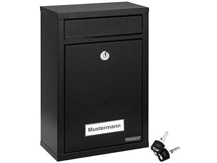MONZANA® Brievenbus 2 Sleutels Cilinderslot 32x22x9cm Staal Zwart