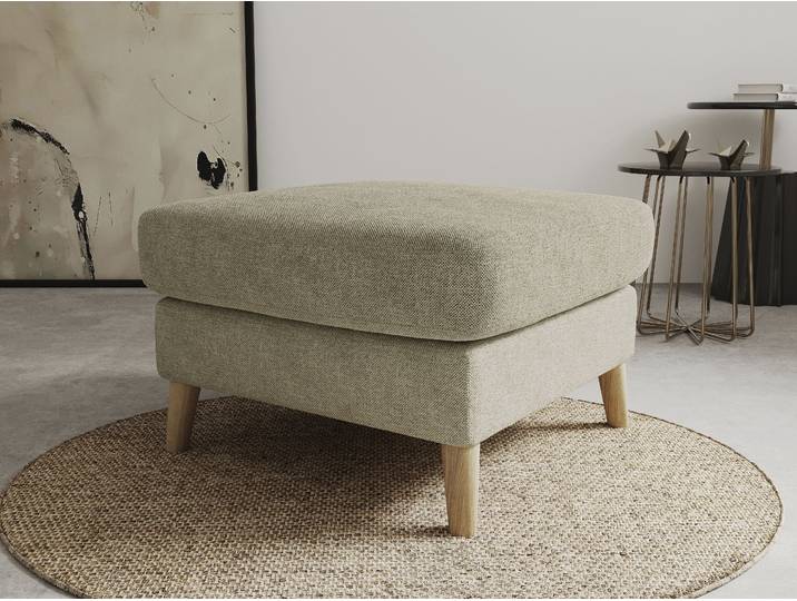 Polsterhocker GOODPRODUCT MARSEILLE , braun (cappuccino), B:70cm H:47cm T:70cm, 85% Polypropylene, 15% Polyester, Hocker, Polsterhocker, Massivholzbeine Eiche, Landhausstil, Wellenunterfederung