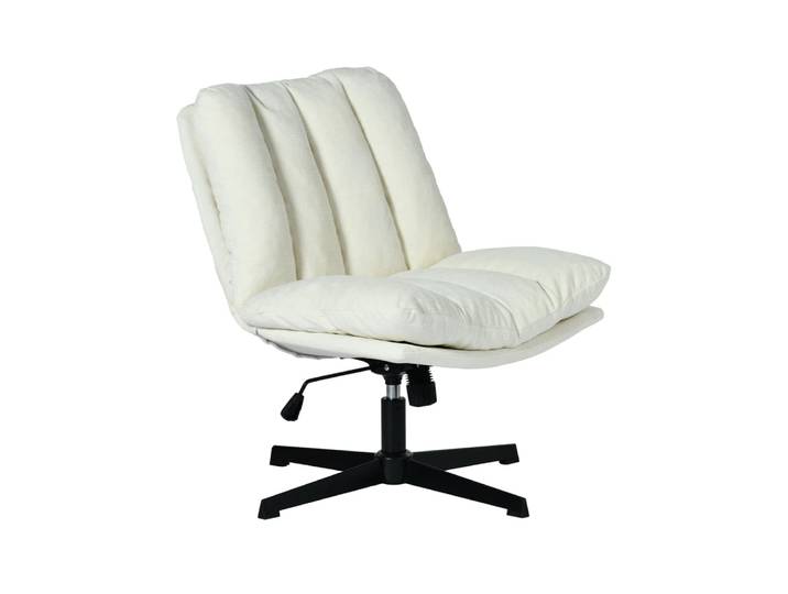 Fauteuil pivotant réglable en hauteur en tissu chenille beige