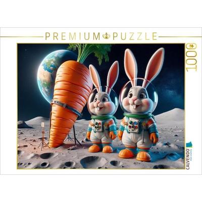 CALVENDO Puzzle Kaninchenabenteuer auf dem Mond | 1000 Teile Lege-Größe 64x48cm Foto-Puzzle für glückliche Stunden