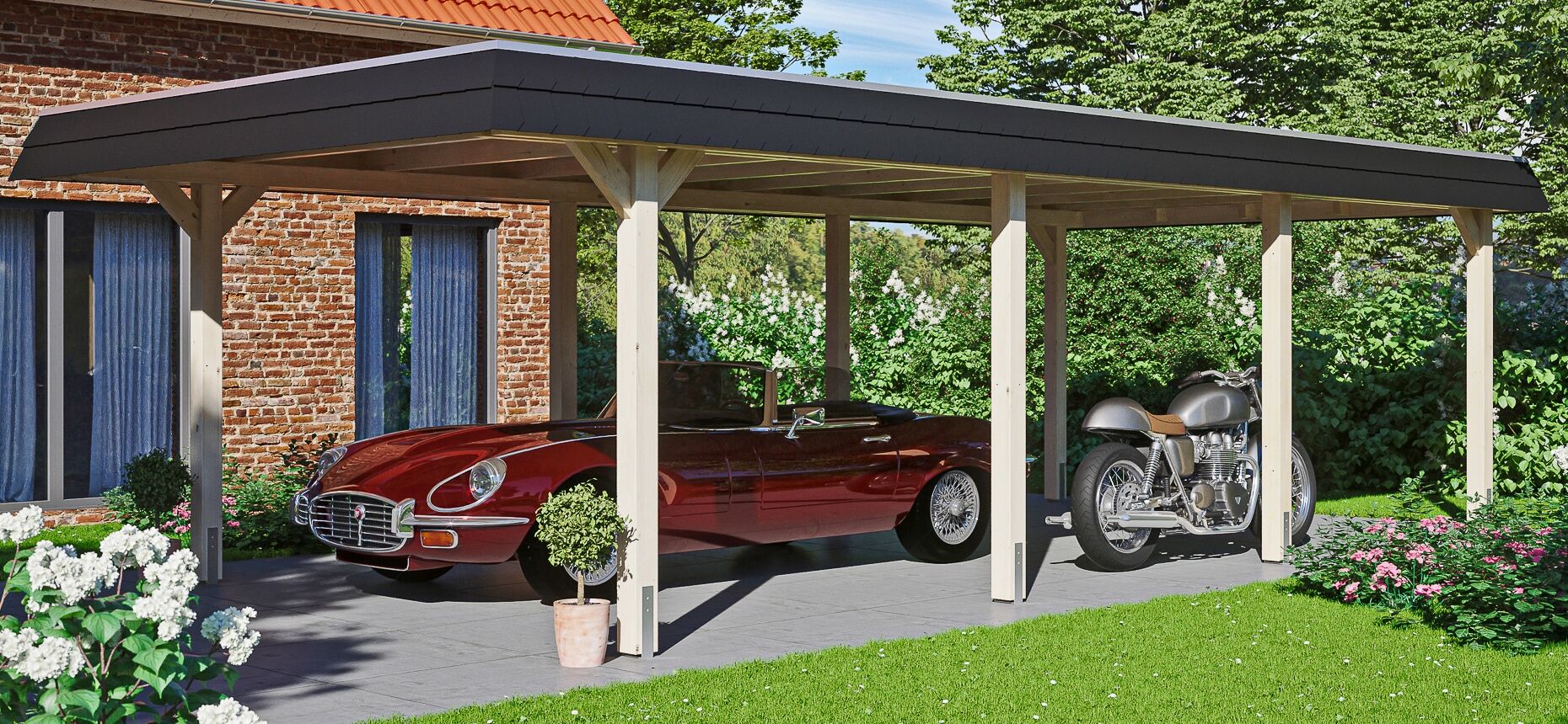 Einzelcarport SKANHOLZ "Wendland", beige (natur), B/H/T: 210cm x, Carports