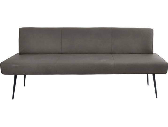 Polsterbank, Leder CLOUD, Grau & Schwarz, 200×62 cm, Metallfüße, Giacomo I, K+W-Polstermöbel