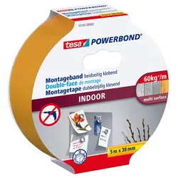 tesa doppelseitiges Klebeband Montageband POWERBOND Indoor 38,0 mm x 5,0 m