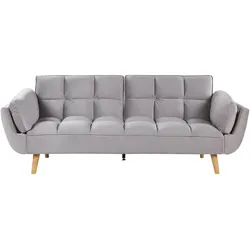 3-SITZER-SCHLAFSOFA Samtstoff Hellgrau Asby