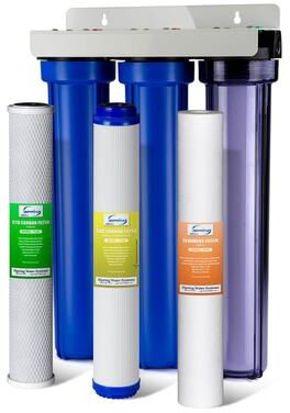 iSpring WCB32C-GAC 3-Stage Whole House Water Filtration System, Reduces Chloramine, PFAS, Chlorine, Sediments, 5-Micron