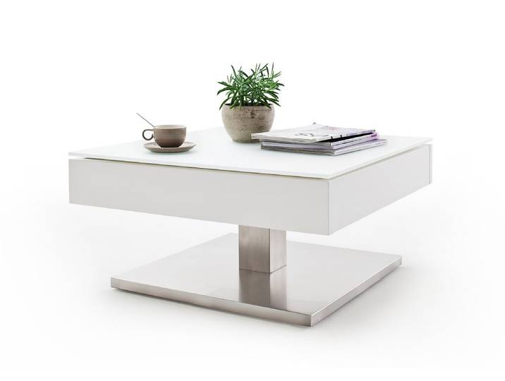 Couchtisch Mariko , Glas / MDF , 75x75 , weiß