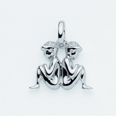 Kette mit Anhänger ADELIA´S "925 Silber Sternzeichen Anhänger Zwilling mit Zirkonia", silber, Halsketten, Damen, Silber 925 (Sterlingsilber), Schmuckset - Set mit Halskette