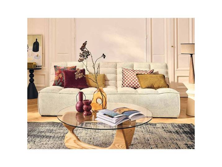 Ellie - canapé 3 places en velours texturé - Beige